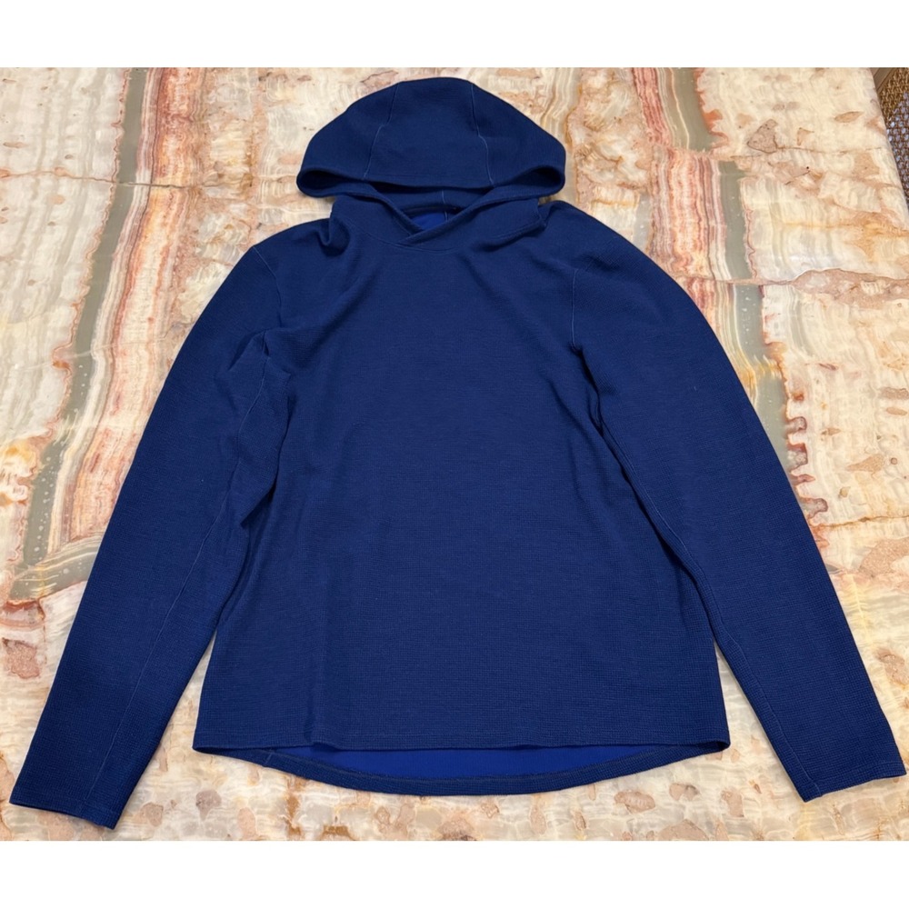 Lululemon Mens Shift Stitch Hoodie Heathered Night Sea Blue Soft Cozy Workout L